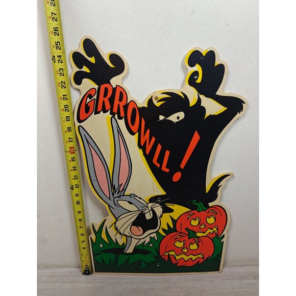 Vintage 1997 Warner Bros Bugs Bunny Gossamer Monster Halloween Yard Sign Plastic - Picture 9 of 10